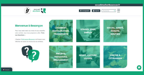capture d'écran de la plateforme web "Accueil étudiant Besançon"